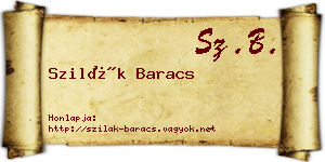 Szilák Baracs névjegykártya